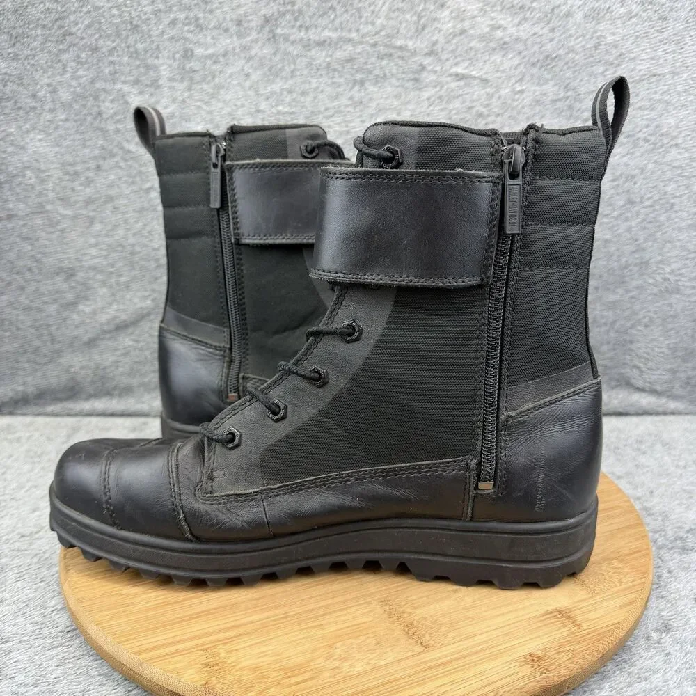 Harley-Davidson Boots Mens Size 9.5 Black Leather Biker Zip Strap D93762